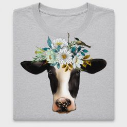 Watercolor Cow Floral Crown DTF Transfer