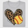 Leopard Heart Softball DTF Transfer