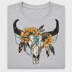 Boho Bull Skull Sunflower DTF Transfer