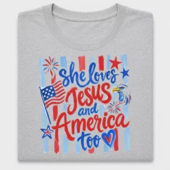 She Loves Jesus and America DTF Transfer