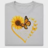 Sunflower Butterfly Heart DTF Transfer