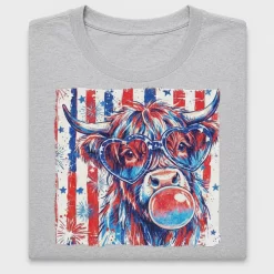 Patriotic Highland Cow DTF Transfer