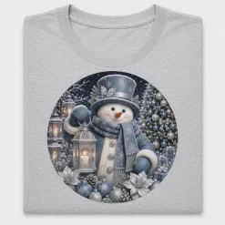Dusty Blue Snowman Christmas DTF Transfer