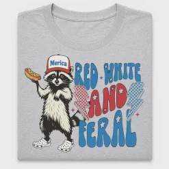 Red White and Feral Raccoon DTF Transfer