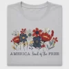 Patriotic Floral America Land of the Free DTF Transfer