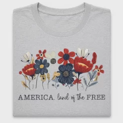America Land of the Free Floral DTF Transfer