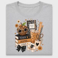 Teach Inspire Love Leopard Apple DTF Transfer