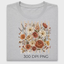 Fall Floral Stripe DTF Transfer