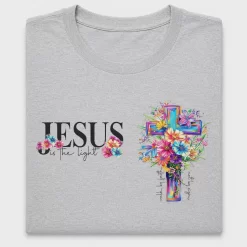 Jesus Is The Light Floral Cross DTF Transfer