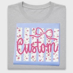 Preppy Floral Stripes Custom Name DTF Transfer