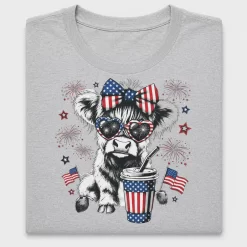 Patriotic Highland Cow DTF Transfer
