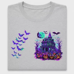 Neon Haunted House Halloween DTF Transfer