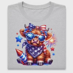 Patriotic Highland Cow DTF Transfer