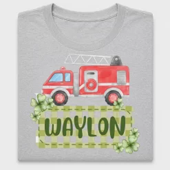 Firetruck Gingham Name Personalization DTF Transfer