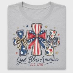 God Bless America Coquette Cross DTF Transfer