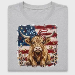 Patriotic Highland Cow DTF Transfer