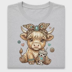 Highland Cow Leopard Bow DTF Transfer