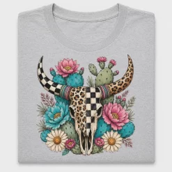 Boho Cow Skull Cactus DTF Transfer