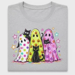 Colorful Halloween Ghost Cat DTF Transfer