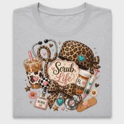 Scrub Life Leopard Nurse DTF Transfer