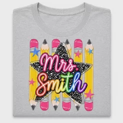Mrs. Smith Pencil Star Back to School DTF Transfer