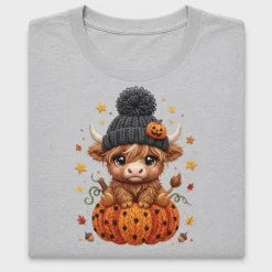 Adorable Highland Cow Pumpkin DTF Transfer