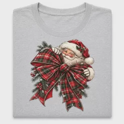Vintage Santa Tartan Bow DTF Transfer