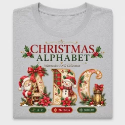 Watercolor Christmas Alphabet DTF Transfer