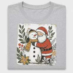 Vintage Santa Snowman Hug DTF Transfer