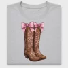 Western Cowgirl Boots Pink Bow DTF Transfer