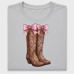 Western Cowgirl Boots Pink Bow DTF Transfer