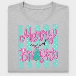 Merry and Bright Christmas Tree DTF Transfer