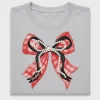 Red Plaid Bow With Pearls DTF Transfer