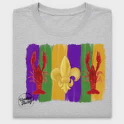 Mardi Gras Crawfish Fleur De Lis DTF Transfer