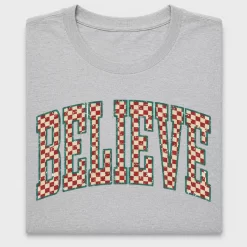 Retro Checkered Believe Christmas DTF Transfer
