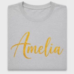 Gold Glitter Amelia Name DTF Transfer