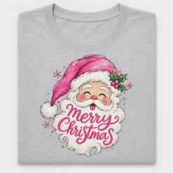 Pink Santa Merry Christmas DTF Transfer