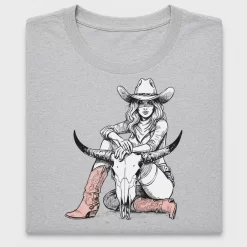Western Cowgirl With Horns DTF Transfer