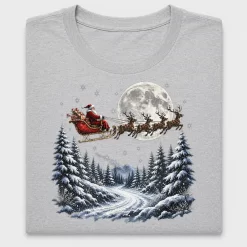 Santa Sleigh Reindeer Full Moon DTF Transfer
