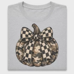 Camo Pumpkin Checkered Bow DTF Transfer