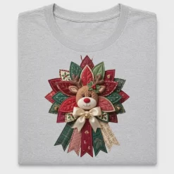Quilted Reindeer Christmas Wreath DTF Transfer