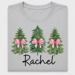 Christmas Tree Pink Bow DTF Transfer