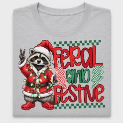 Retro Feral And Festive Raccoon DTF Transfer