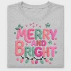 Merry And Bright Knit Lettering DTF Transfer