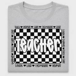 Retro Checkered Teacher DTF Transfer