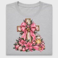 Christmas Cross Poinsettia DTF Transfer