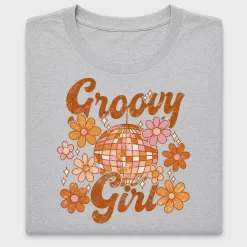 Retro Groovy Girl Disco Ball DTF Transfer