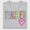 Neon Teacher Heart DTF Transfer