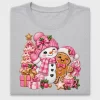 Pink Christmas Snowman DTF Transfer