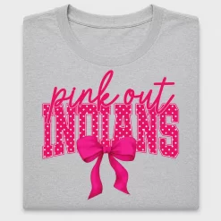 Pink Out Polka Dot Varsity Bow DTF Transfer